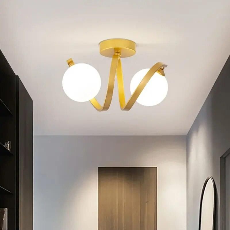 Elegant Modern Ceiling Lamp - Black and Gold Glass Lighting Fixture