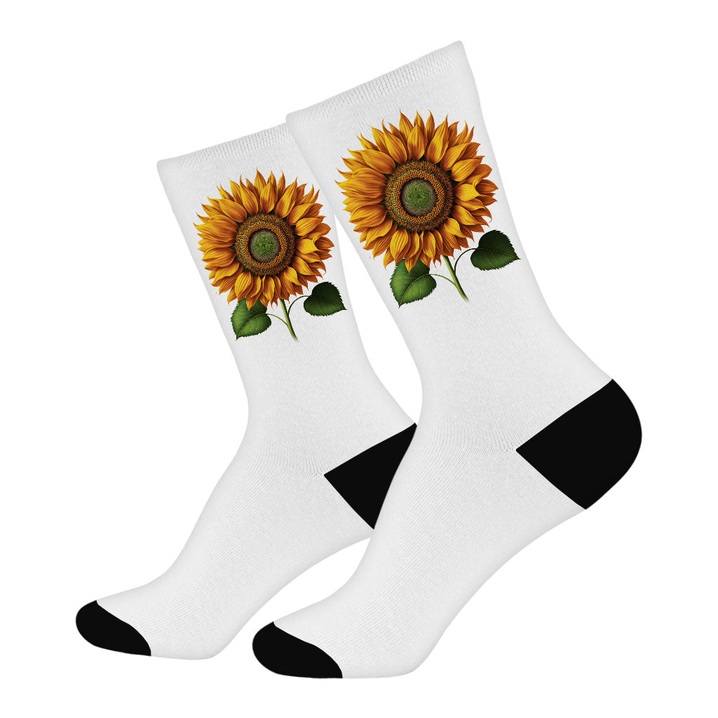 Sunflower Socks - Cute Novelty Socks - Floral Crew Socks