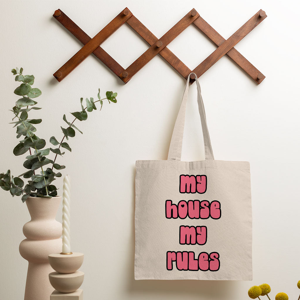 My House Rules Small Tote Bag - Cute Shopping Bag - Best Design Tote Bag