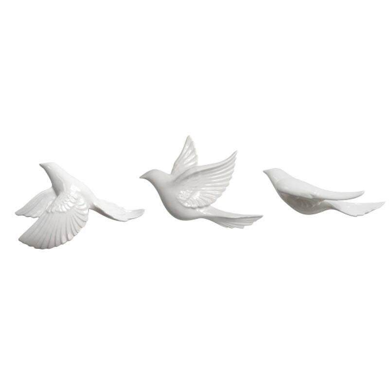 Modern Ceramic Pigeon Wall Art: Trio Set for Living Room and Bedroom Decor