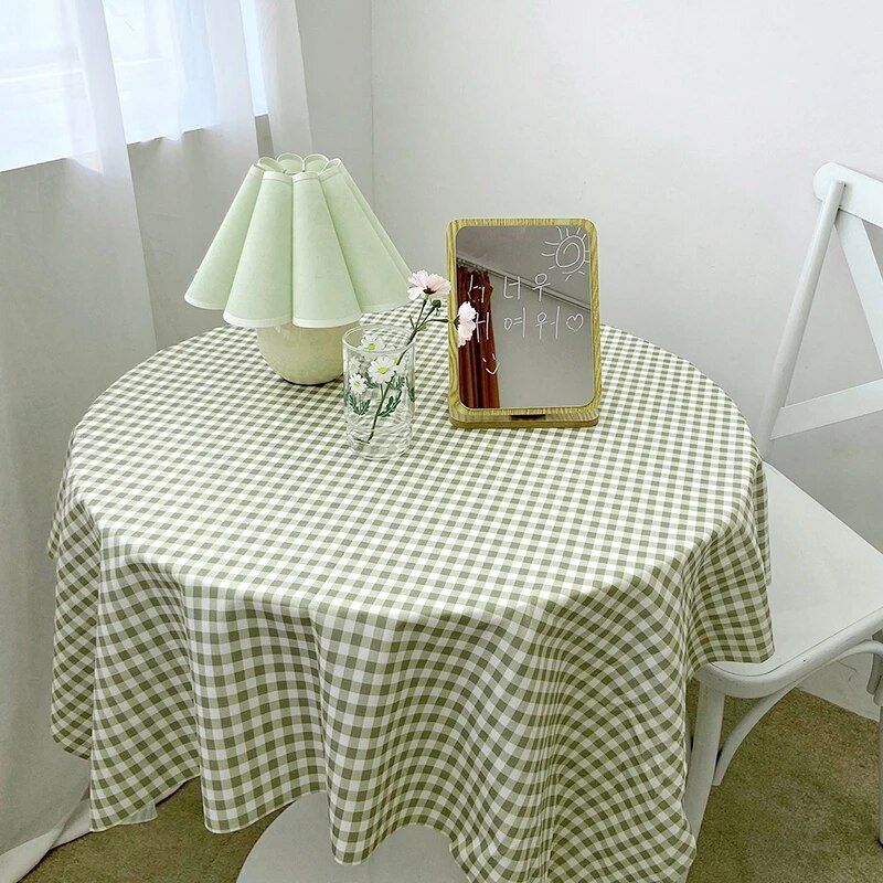 Elegant Korean-Style Plaid Tablecloth