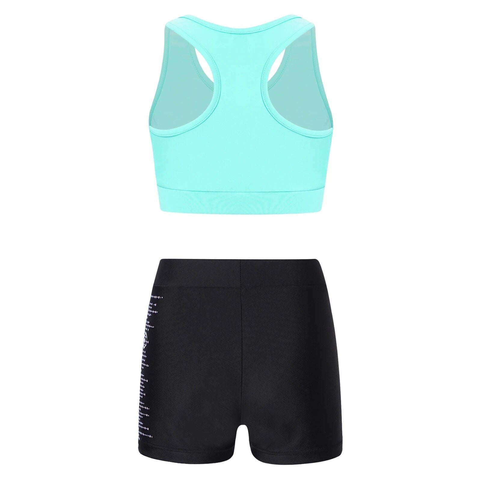 Girls' Sporty Dance & Gymnastics Outfit - Sleeveless Crop Top & Athletic Shorts Set