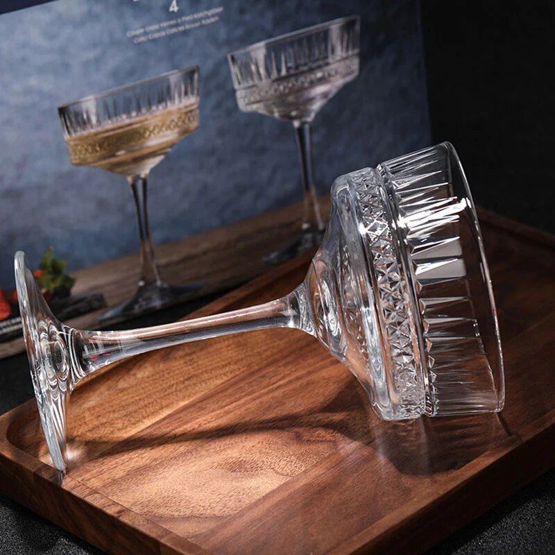 Elegant European-Style Cocktail Glass Set: Wide Mouth Champagne & Martini Glasses