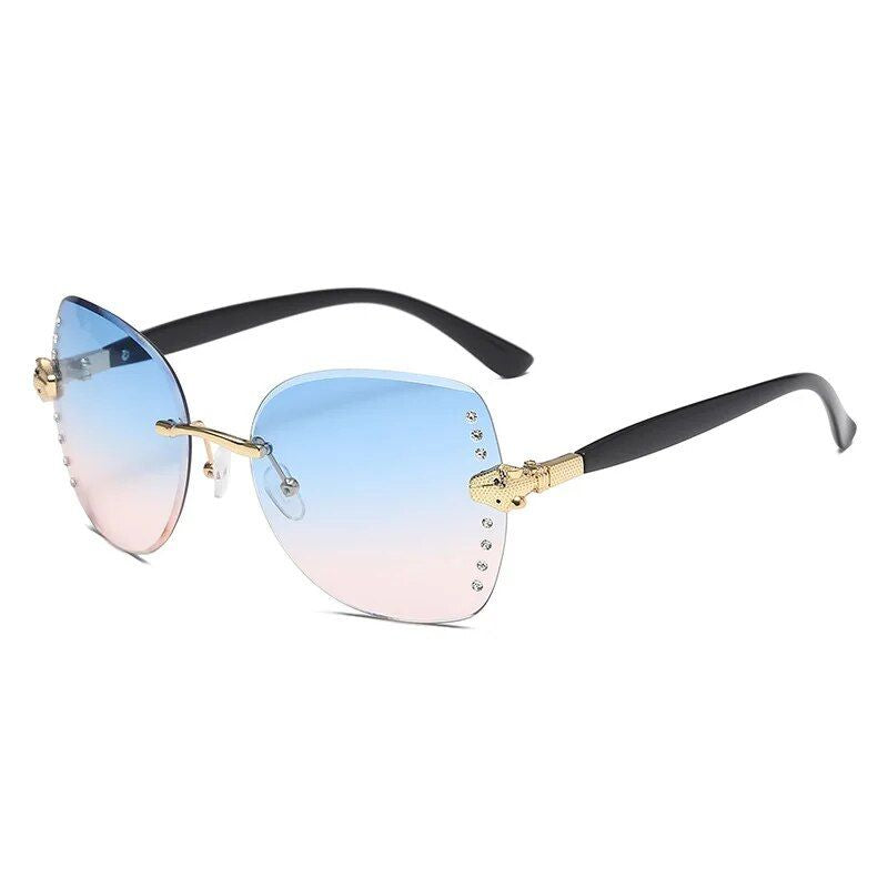 Elegant Oversized Rimless Diamond Sunglasses - Sexy Square Sunnies for Women