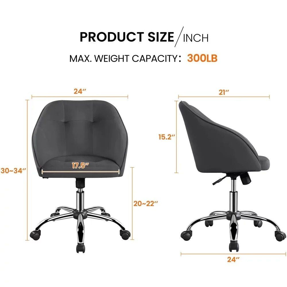 Modern Velvet Adjustable Swivel Office Chair