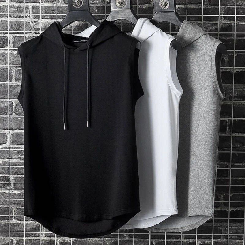 Men's Sleeveless Hooded Gym & Casual Tank Top