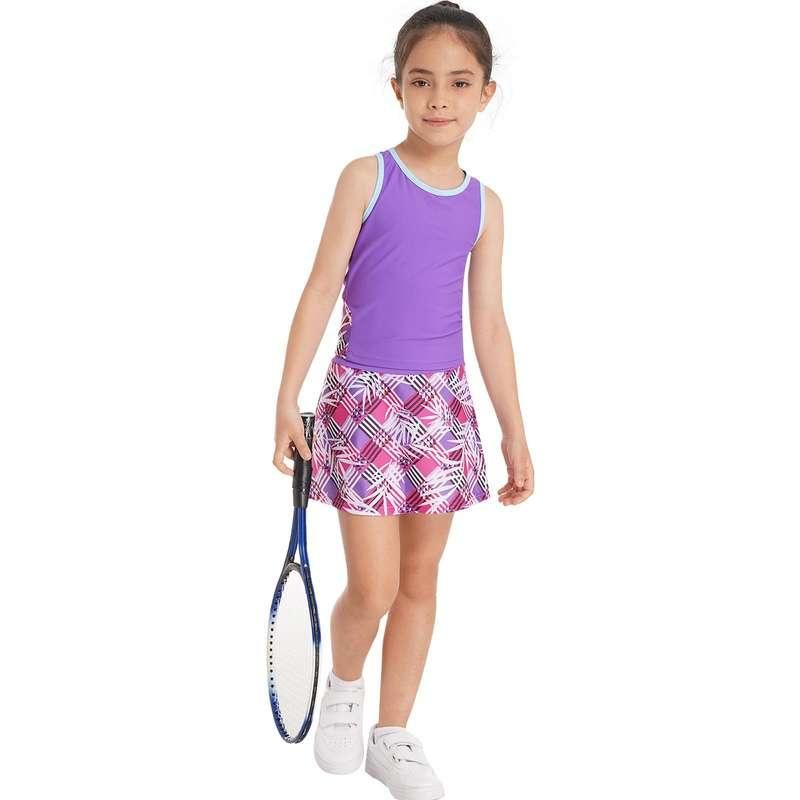 Girls' Active Tennis Outfit: Sleeveless Top & Skirt Set for Sports and Play