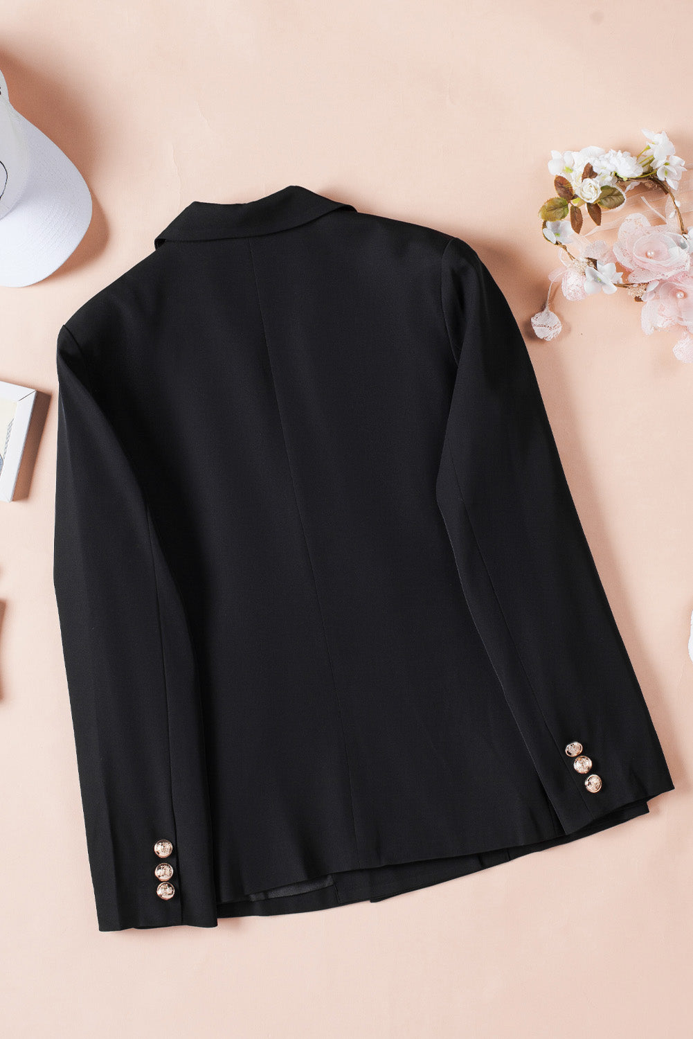 Double-Breasted Lapel Collar Long Sleeve Blazer