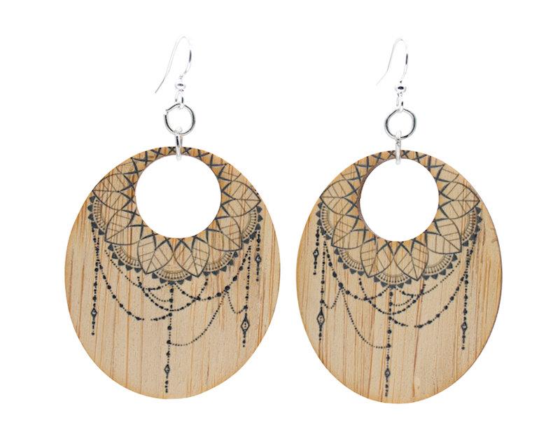 Dreamcatcher Bamboo Earrings #968 | Red Sunflower