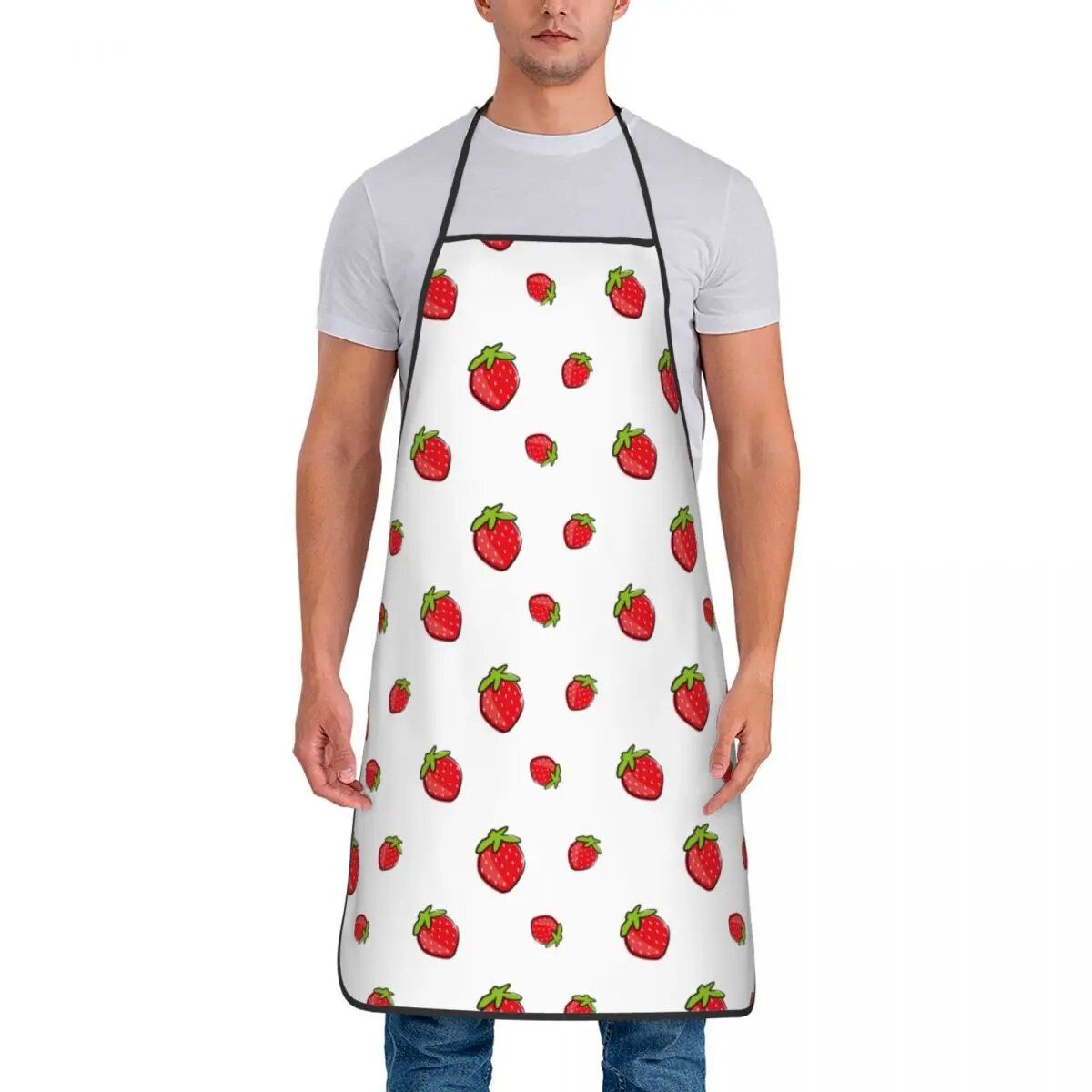 Charming Strawberry Sleeveless Apron for Kitchen & Cleaning