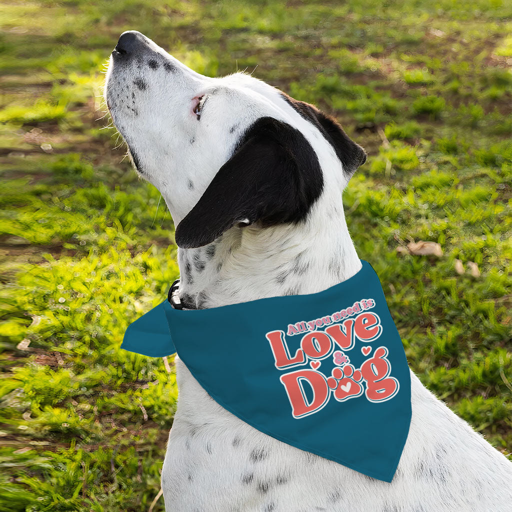 All You Need Is Love and Dog Pet Bandana - Quote Dog Bandana - Themed Pet Scarf