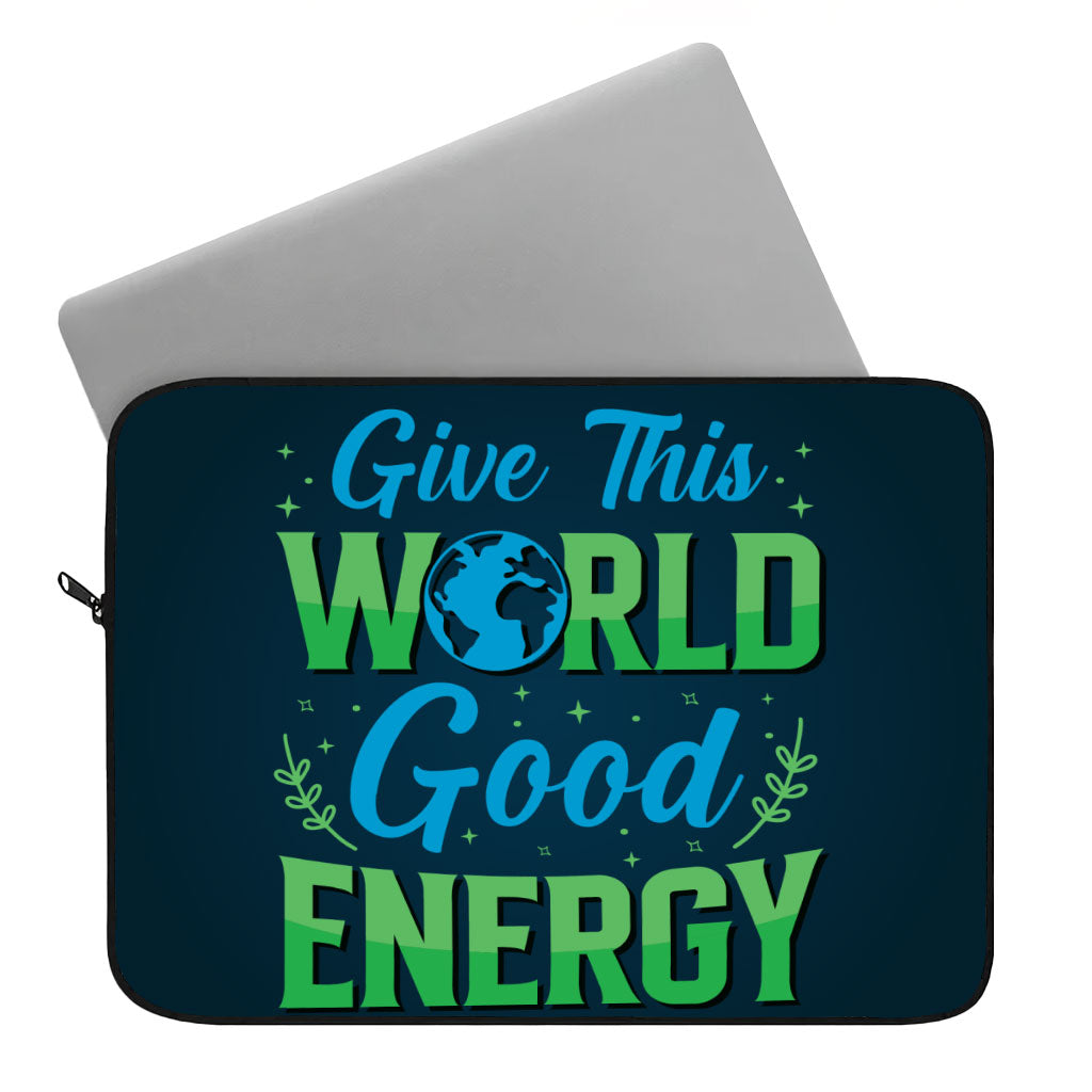 Give the World Good Energy Dell 16" Sleeve - Cute Laptop Sleeve - Printed Laptop Sleeve with Zipper