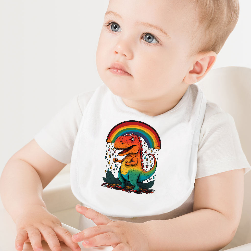 Rainbow Dinosaur Baby Bibs - Cartoon Baby Feeding Bibs - Cute Design Bibs for Eating