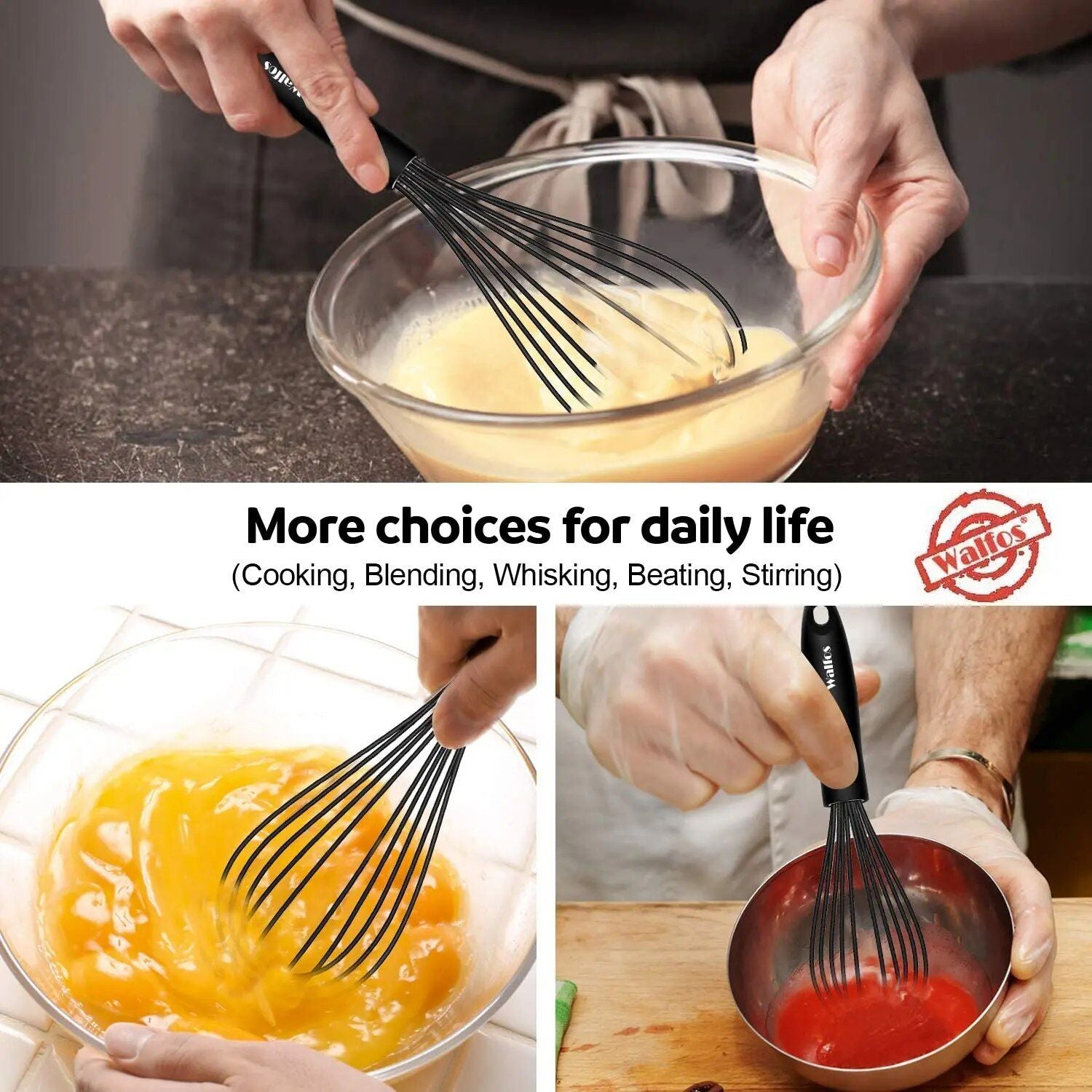 WALFOS 1pcs/3set Multifunctional Rotating Manual Whisk Mixer