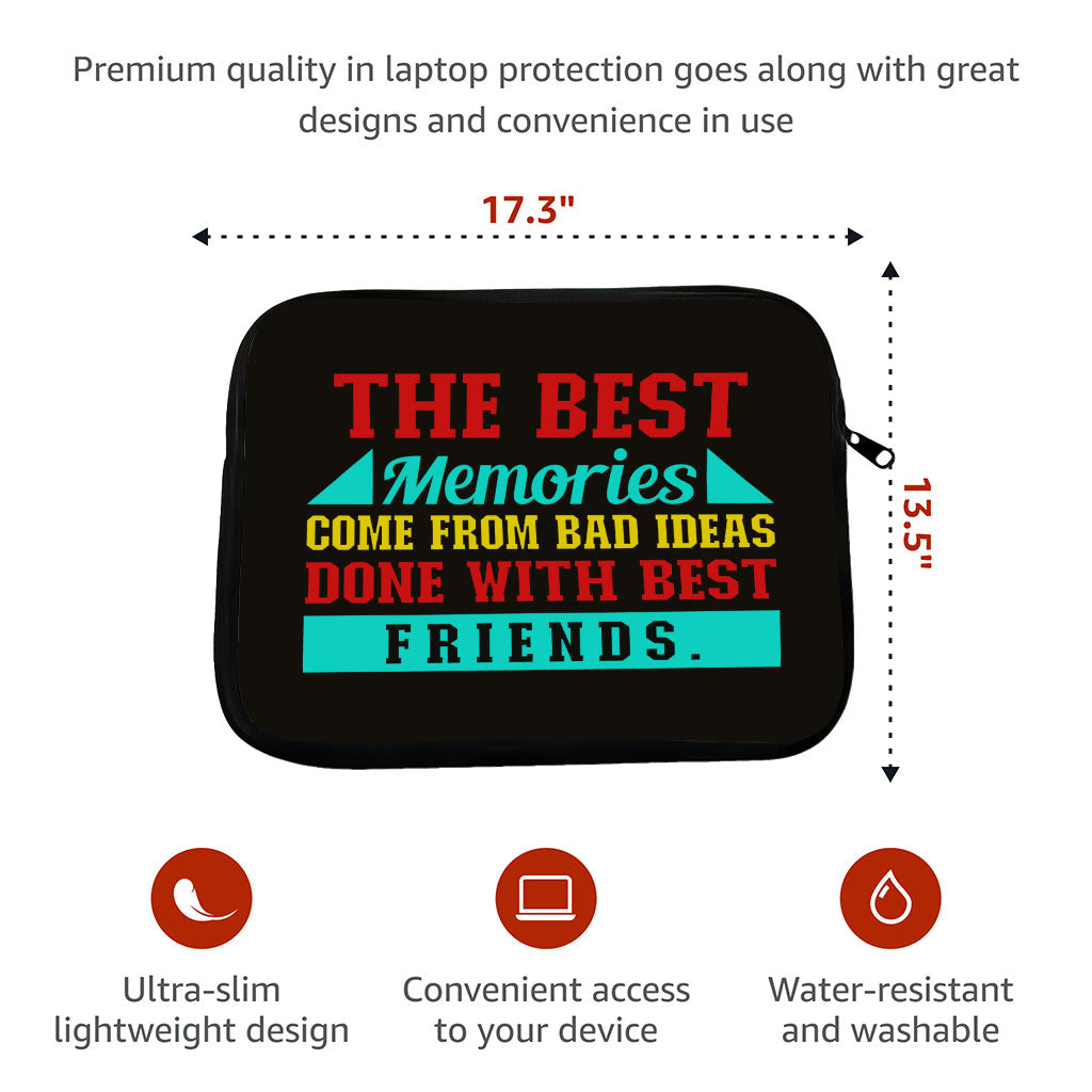 Best Friend Quotes HP 16" Sleeve - Funny Design Laptop Sleeve - Graphic Laptop Sleeve with Zipper