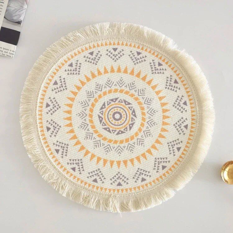 Eco-Friendly Boho Linen Round Placemats for Dining Table Decor