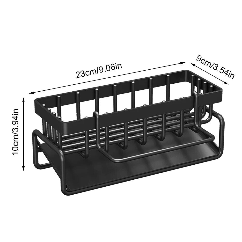 Space-Saving Stainless Steel Kitchen Sink Organizer with Self-Draining Tray