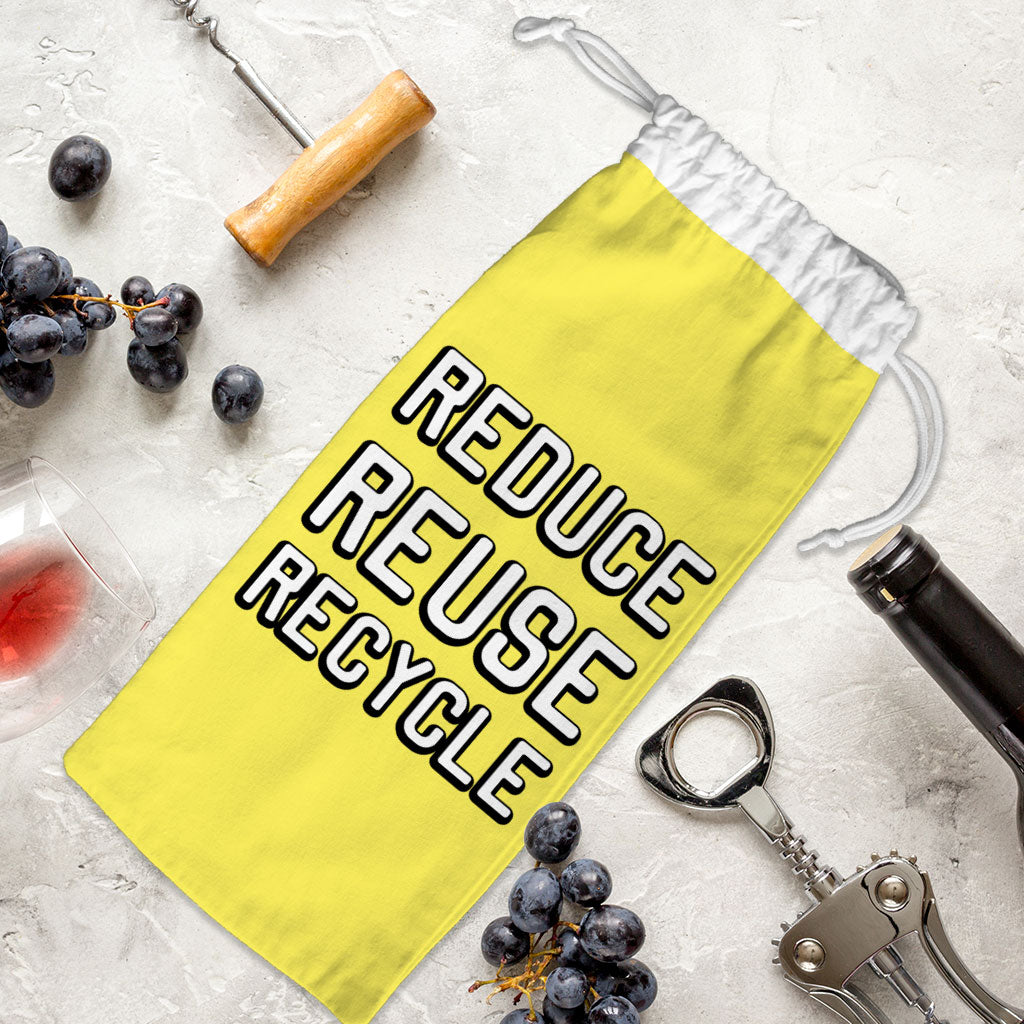 Reduce Reuse Recycle Wine Tote Bag - Cute Design Wine Tote Bag - Best Design Wine Tote Bag