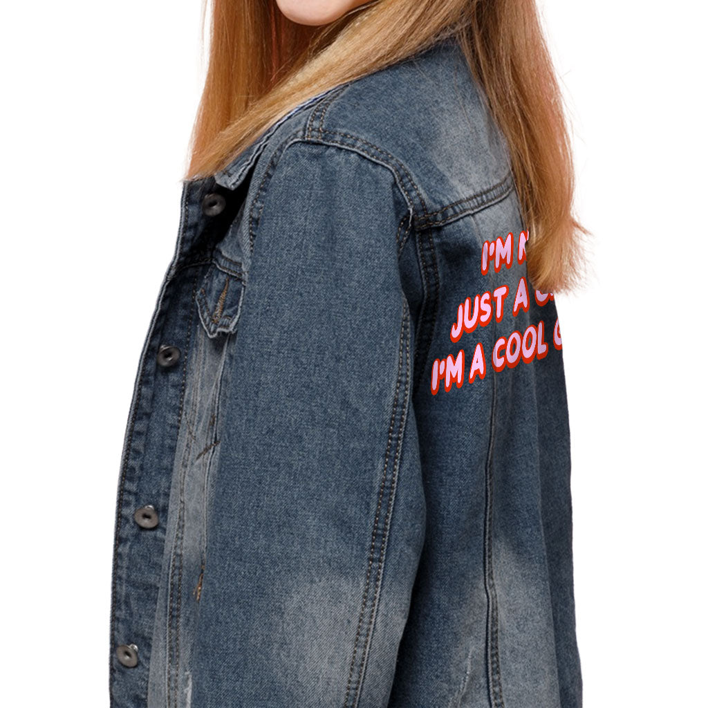 Cool Girl Kids' Denim Jacket - Best Design Jean Jacket - Printed Denim Jacket for Kids