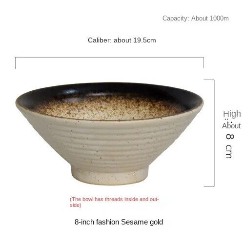 Japanese Porcelain Ramen & Noodle Bowl - Eco-Friendly, Large Ceramic Serving Dish