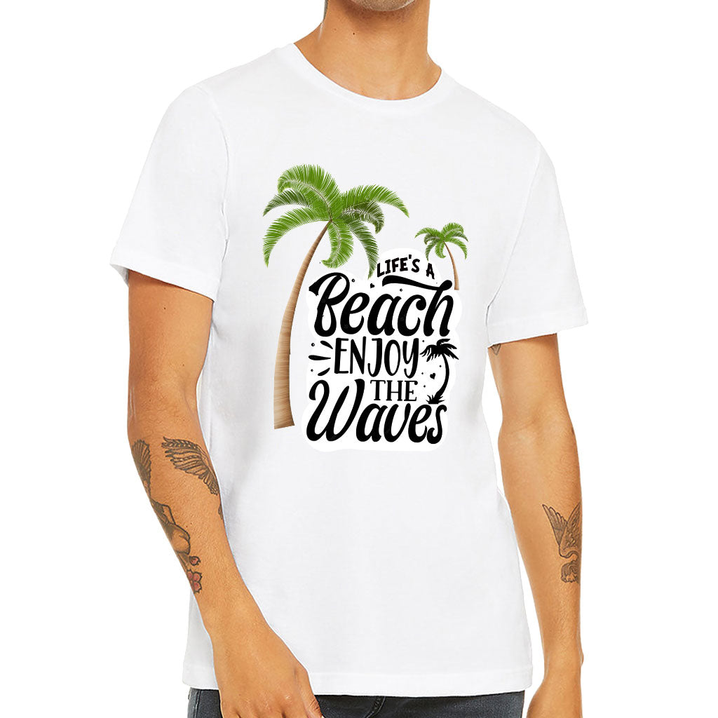 Life's a Beach Enjoy the Waves Short Sleeve T-Shirt - Cute T-Shirt - Illustration Short Sleeve Tee