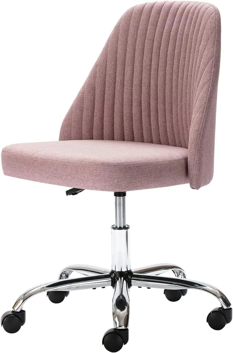 Modern Adjustable Twill Upholstered Office Chair - Low Back, Swivel Vanity Desk Chair