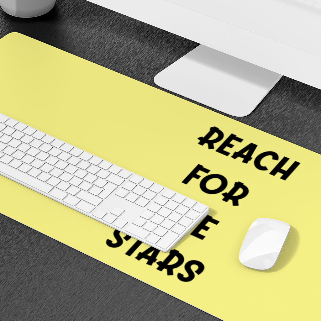 Reach for the Stars Desk Mat - Motivational Quote Desk Pad - Cool Laptop Desk Mat