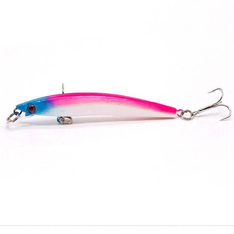 8cm Topwater Minnow Fishing Lure with 3D Eyes and Dual Hooks