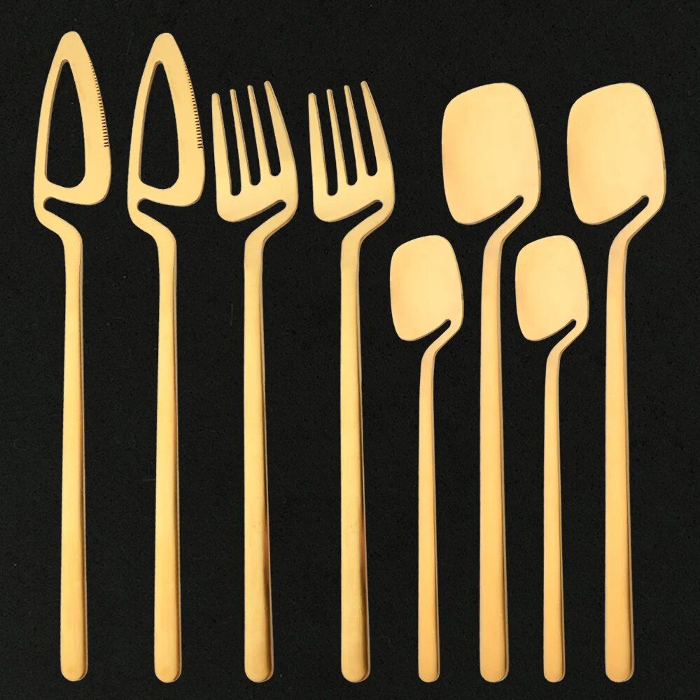 Elegant Matte Gold Stainless Steel Cutlery Set