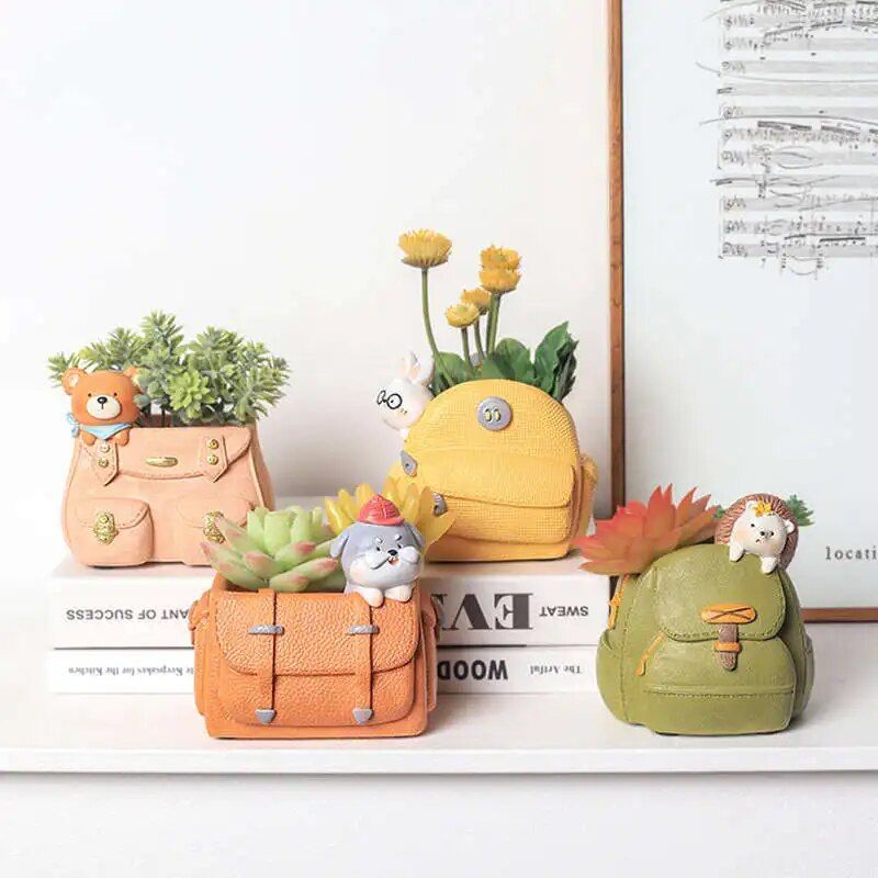 Charming Cartoon Animal Resin Plant Pot