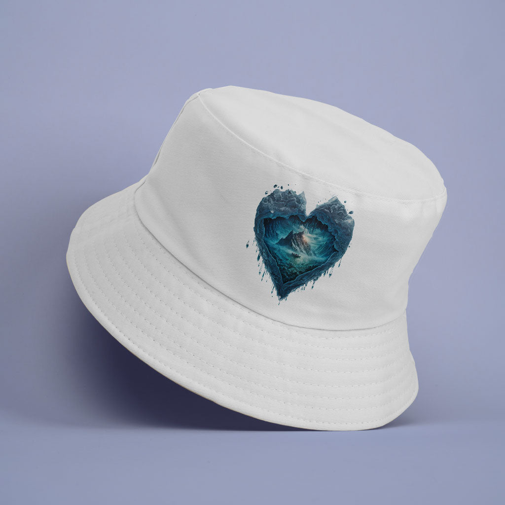 Heart Print Bucket Hat - Beautiful Hat - Ice Print Bucket Hat