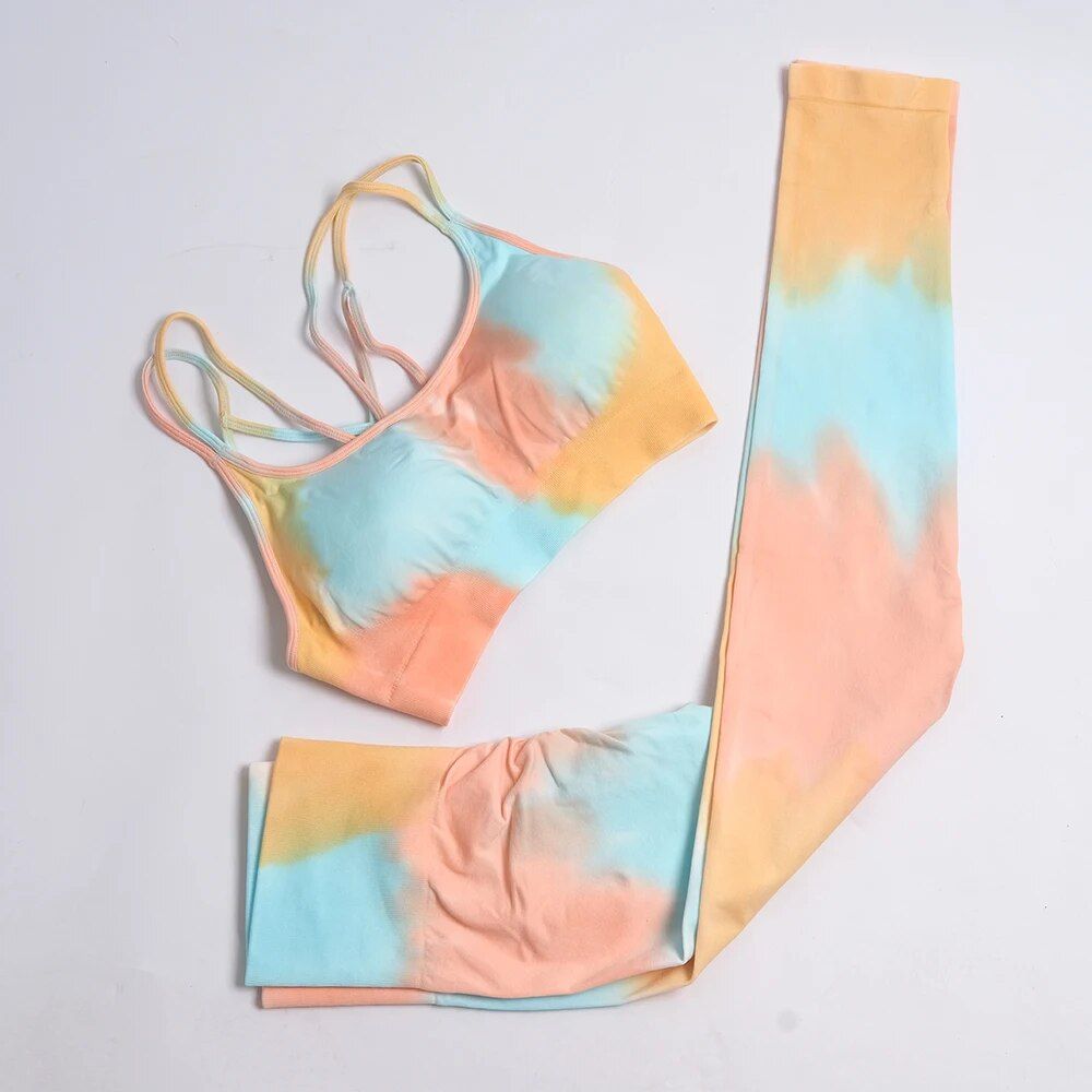 Tie-Dye Seamless Yoga & Gym Two-Piece Set for Women