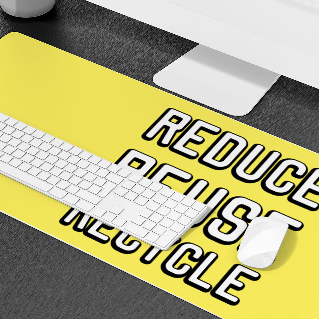 Reduce Reuse Recycle Desk Mat - Cute Design Desk Pad - Best Design Laptop Desk Mat