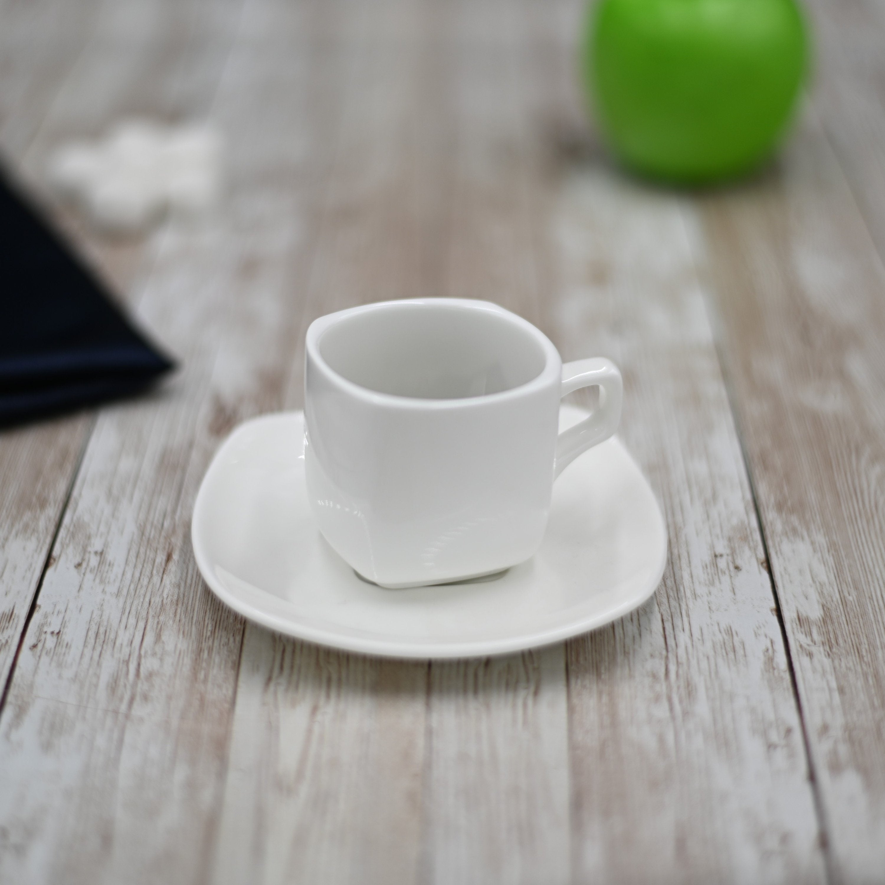 Wilmax Fine Porcelain White 3 Oz | 90 Ml Coffee Cup & Saucer