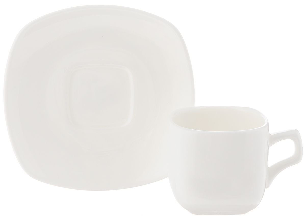 Wilmax Fine Porcelain White 3 Oz | 90 Ml Coffee Cup & Saucer