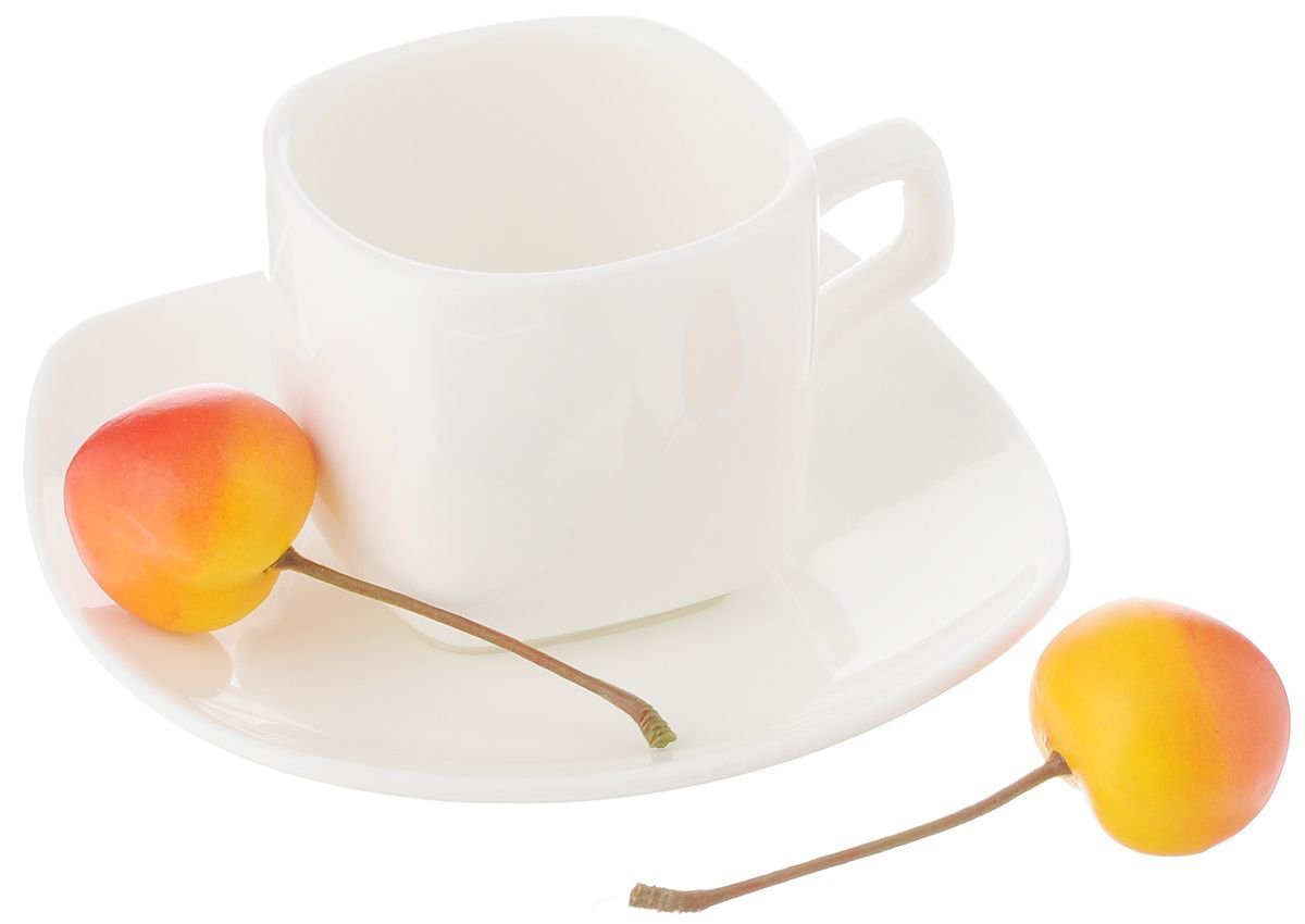 Wilmax Fine Porcelain White 3 Oz | 90 Ml Coffee Cup & Saucer