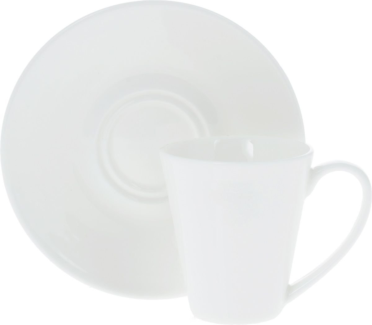 Wilmax Fine Porcelain White 4 Oz | 110 Ml Coffee Cup & Saucer