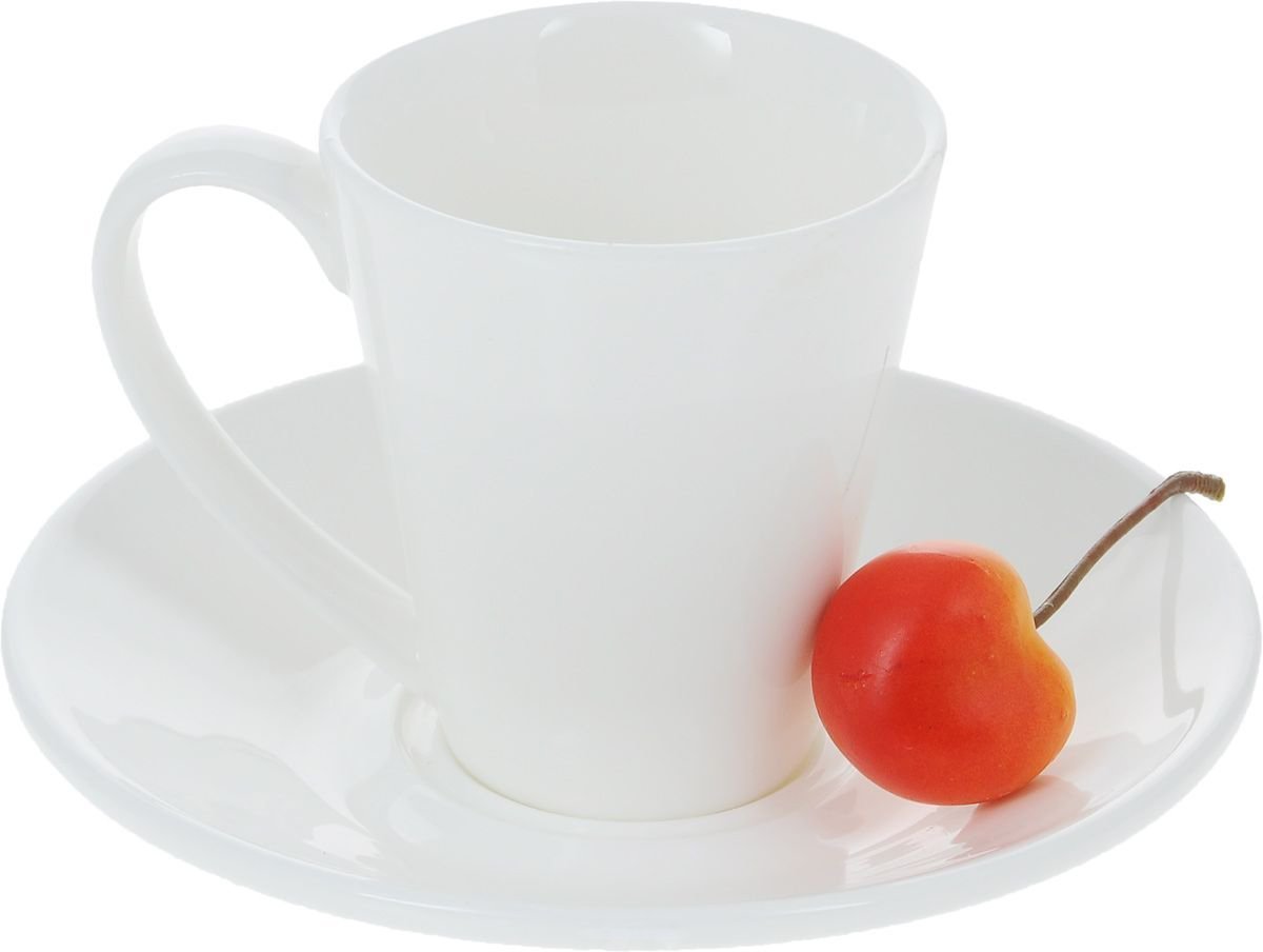 Wilmax Fine Porcelain White 4 Oz | 110 Ml Coffee Cup & Saucer