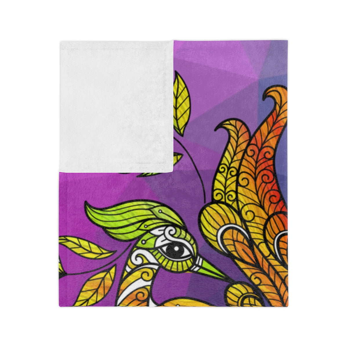 Uniquely You Velveteen Throw Blanket, Multicolor Wild Peacocks Print,