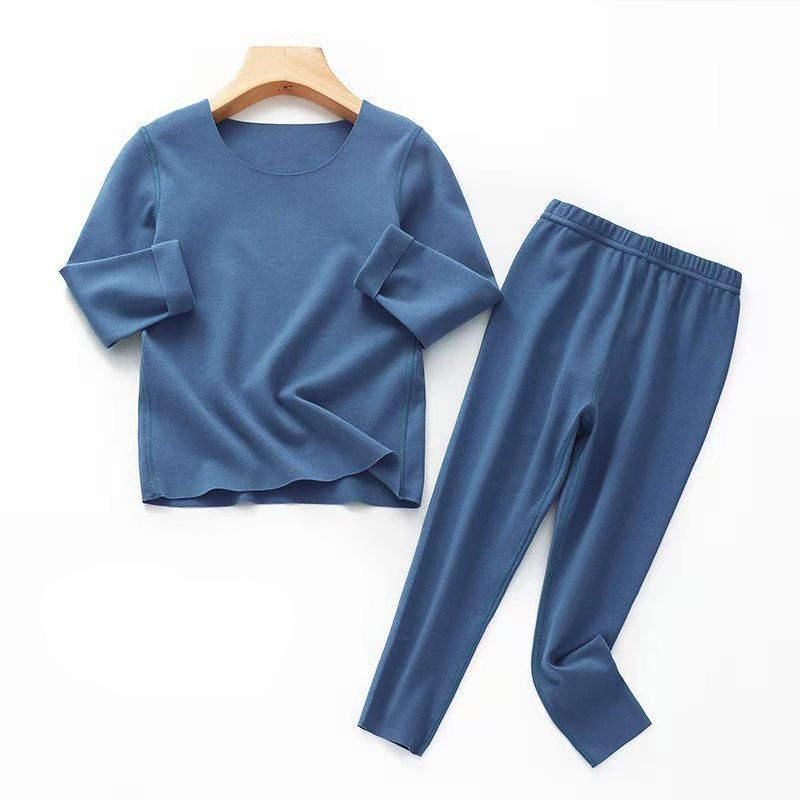 Cozy Kids' Velvet Thermal Underwear Set - Self-Heating, Elastic, Unisex for Winter Comfort