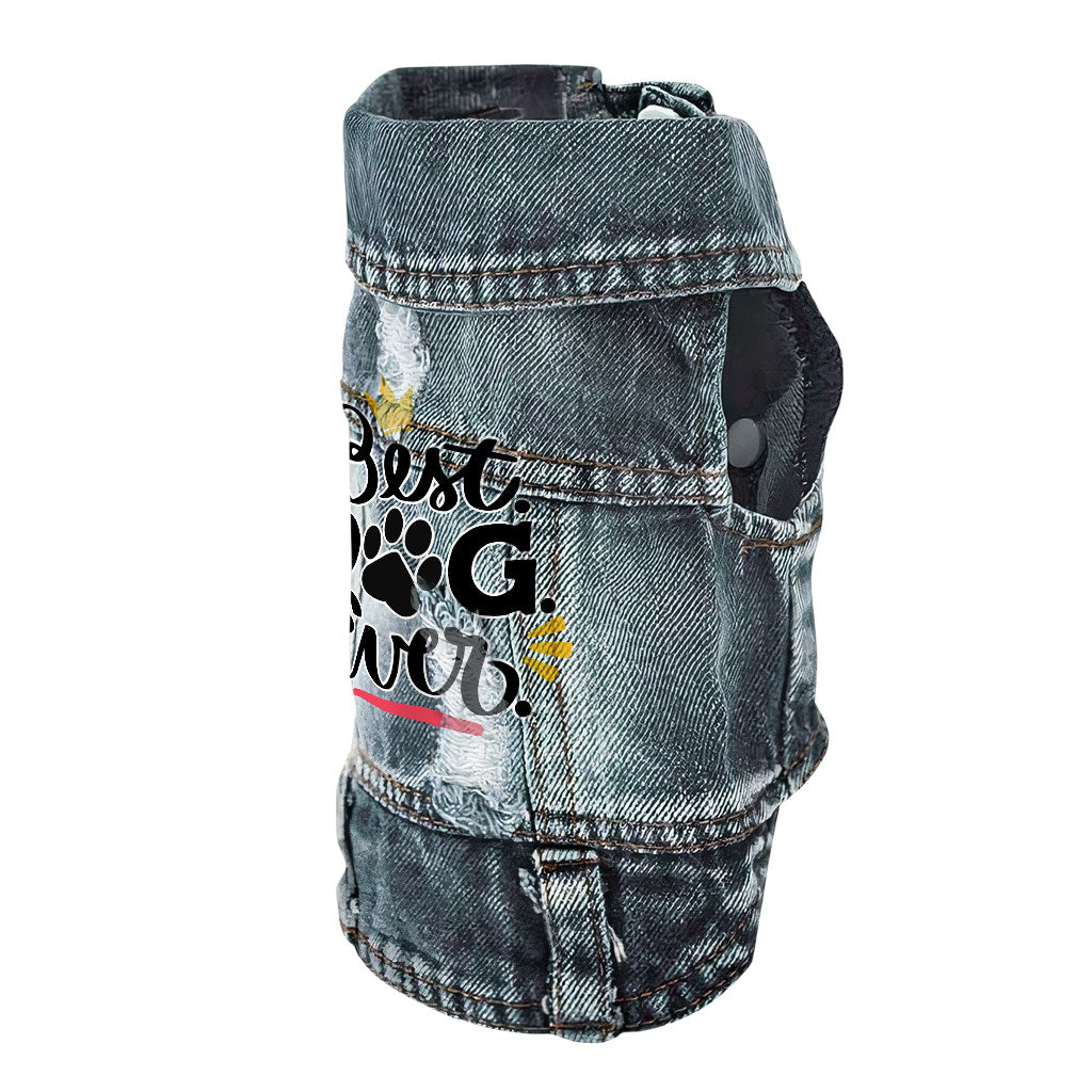 Best Dog Ever Dog Denim Vest - Cute Dog Denim Jacket - Printed Dog Clothing