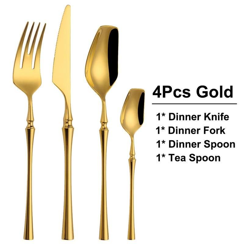 Elegant 24-Piece Gold Stainless Steel Cutlery Set