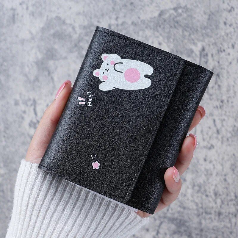 Korean Cartoon-Inspired Compact PU Leather Wallet