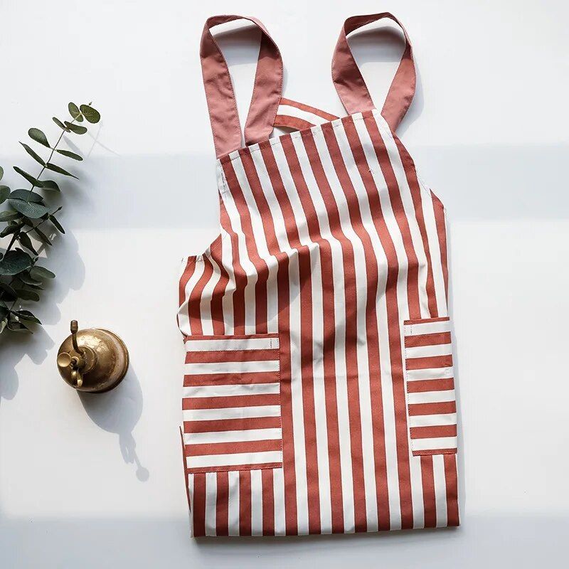 Chic Korean-Style Cotton Apron with Pocket