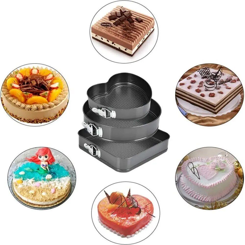 Versatile 3-Piece Non-Stick Carbon Steel Cake Mold Set