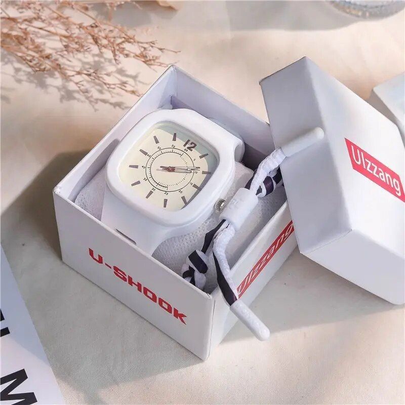 Korean Style Quartz Square Wristwatch