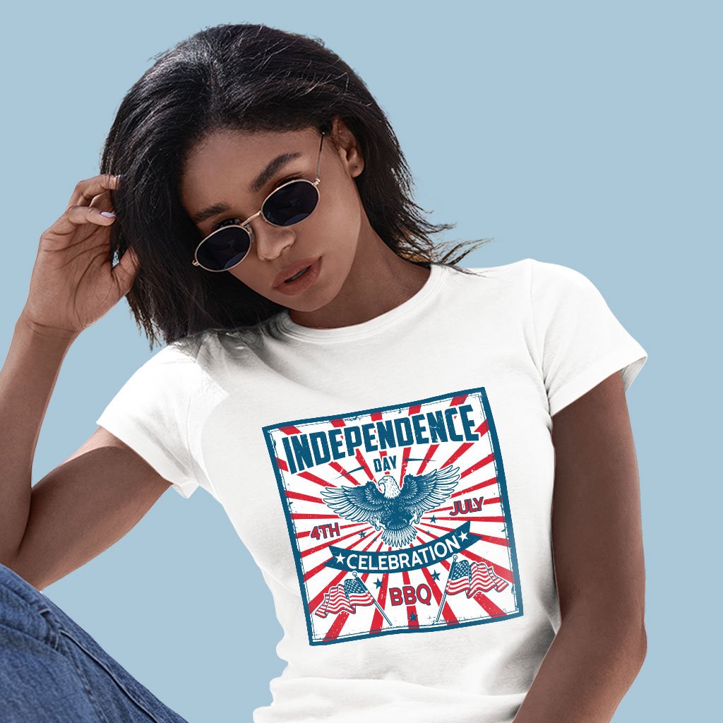 Women's Independence Day Celebration T-Shirt - Vintage Independence Day T-Shirt - Patriotic T-Shirt