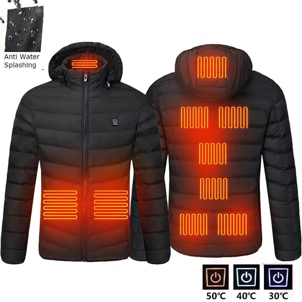 USB Electric Heated Jacket for Men with 9 Heating Zones