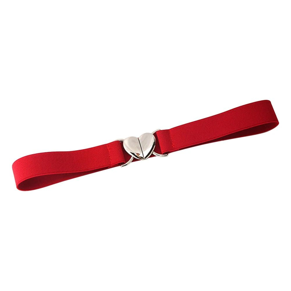 Chic Heart-Shaped Buckle Elastic Waist Belt for Women