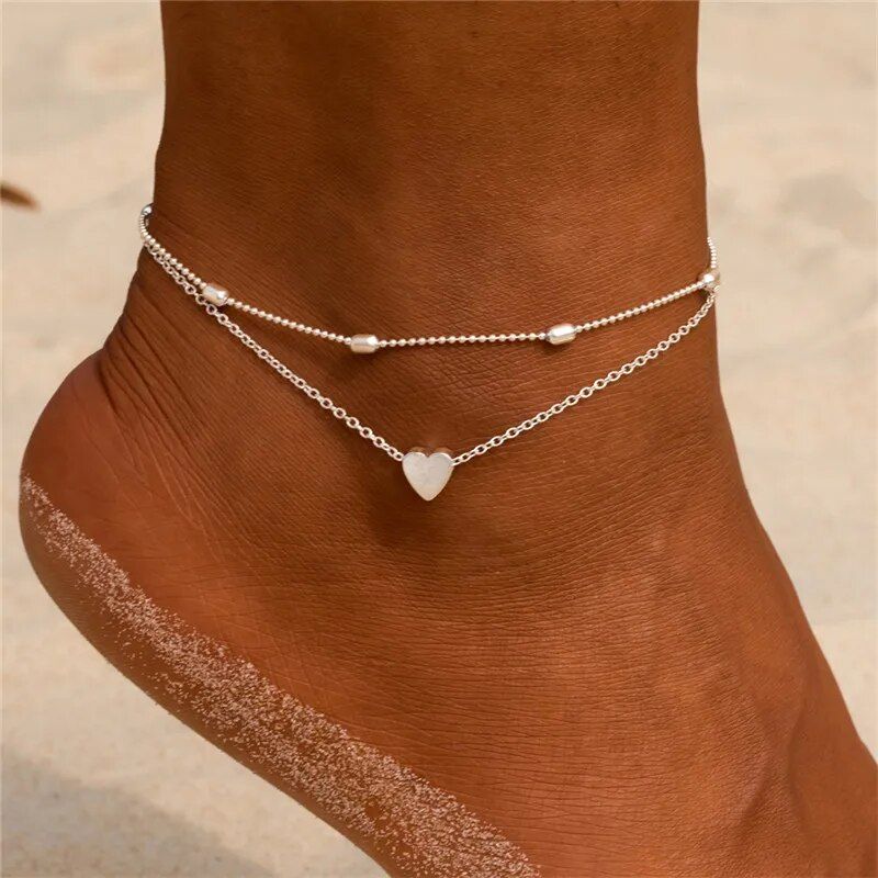 Chic Geometric Heart Anklet